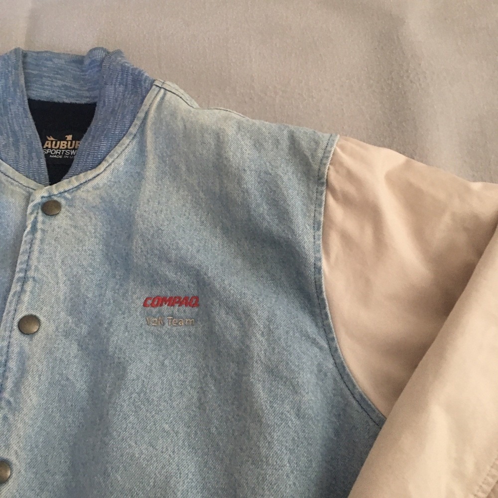 Vintage Comcast Y2K Crisis Team Auburn Sportswear Jacket Varsity Denim Sz Large - Picture 8 of 16